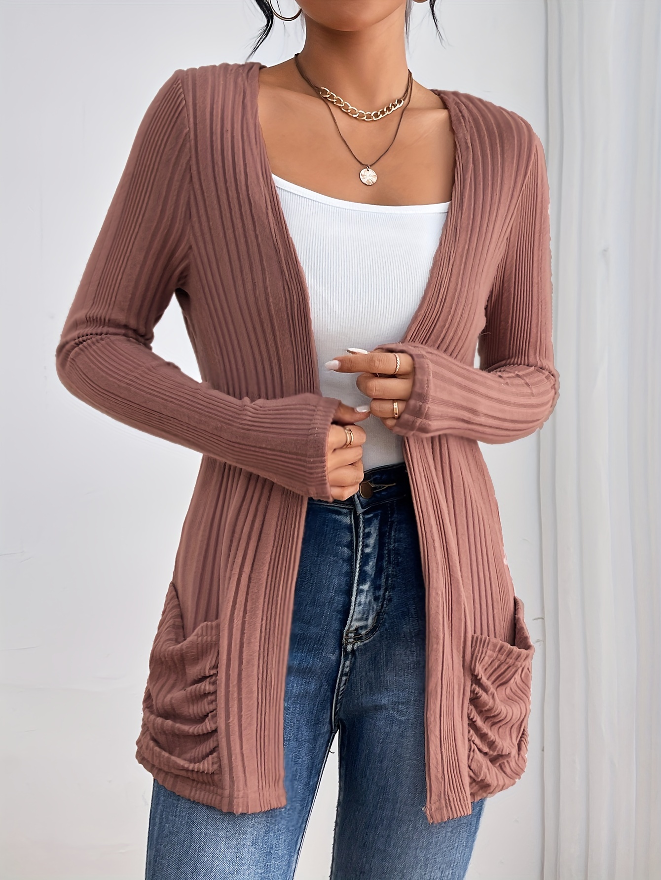 Open front cardigan outlet with pockets