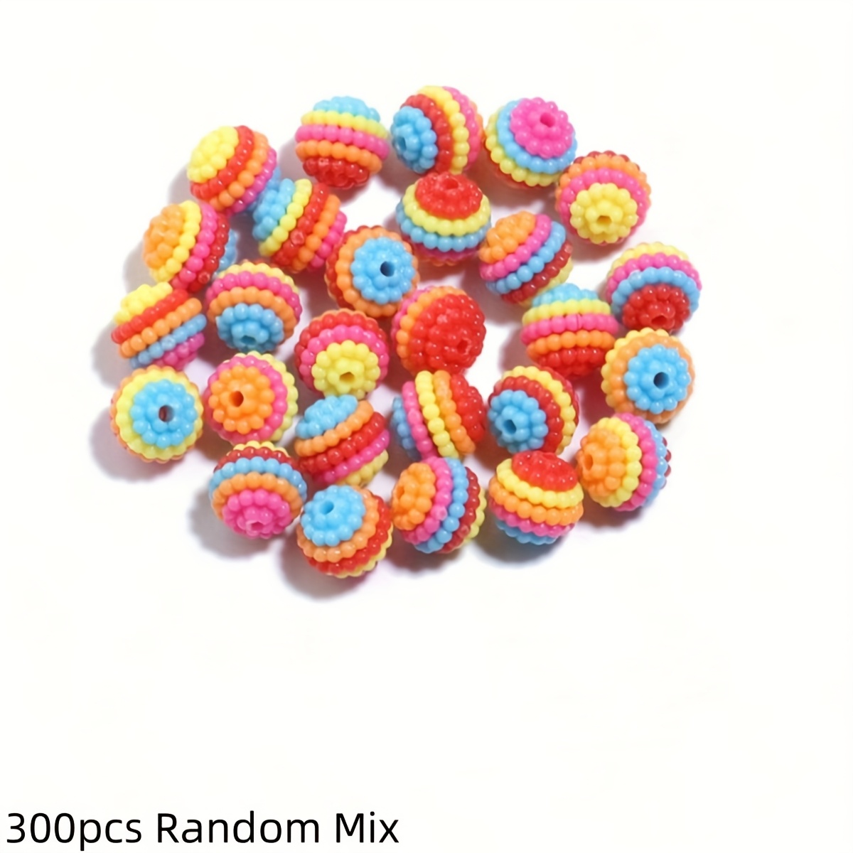 Image of 300pcs/60pcs Random Mix Vibrant Acrylic Flower Beads - 10mm Multicolor Textured For Making, Bracelets, Necklaces, Earrings & Hair Accessories - Craft Supplies, Beads For Jewelry Making. The For