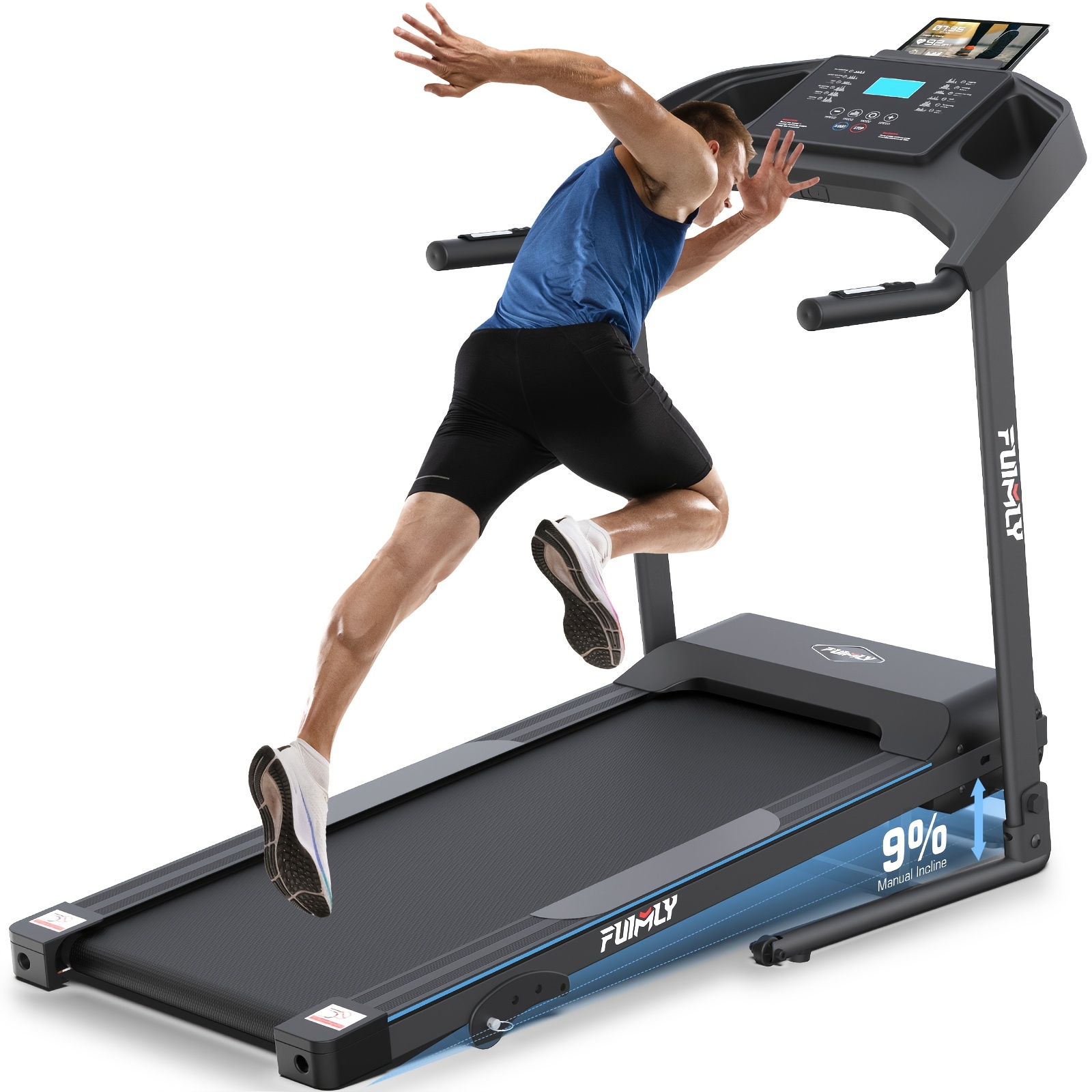 treadmill inclinado plegable, inteligente y portátil para casa, equipado con medición de grasa corporal y sensores de   cardíaca, con un diseño plegable resistente de 3.5 caballos de potencia,   de soportar 400  