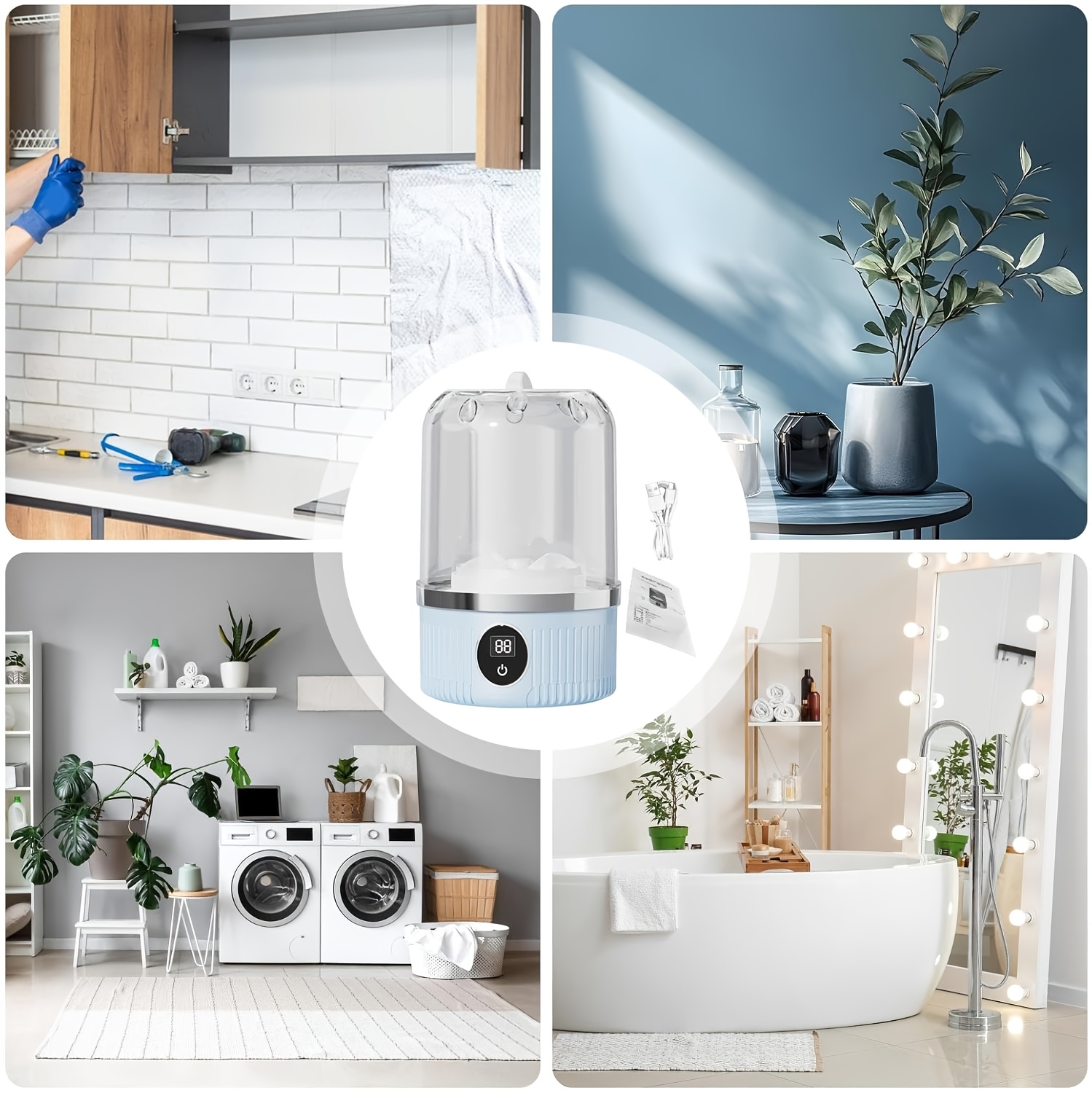 Washing Machine, Portable Washing Machine, Small Washing Machine, Mini Clothes Washer, Underwear Washing Machine, Panty Washer, Quick-cycle Washing Machine, Portable, Suitable for Travel and Business Trips, Keeps On-the-go Clothes Clean