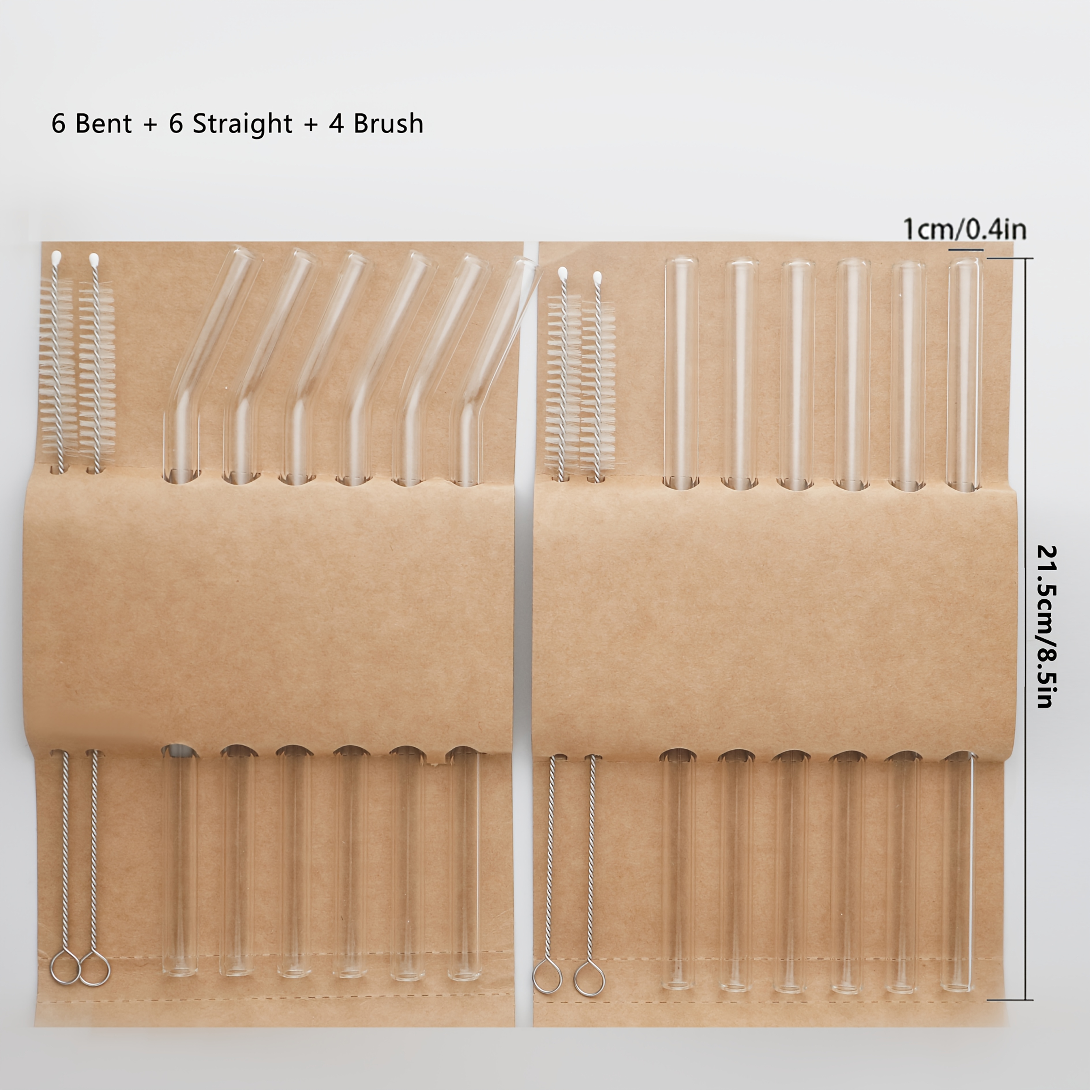 TEMU Set (12 Straws + 4 Brush) Reusable Glass Straws, Size 8.5''x10mm, Heat Resistant High Temperature Washable Reusable Fruit Drinking Straws For Smoothies, And Drinks, Kitchen Gifts