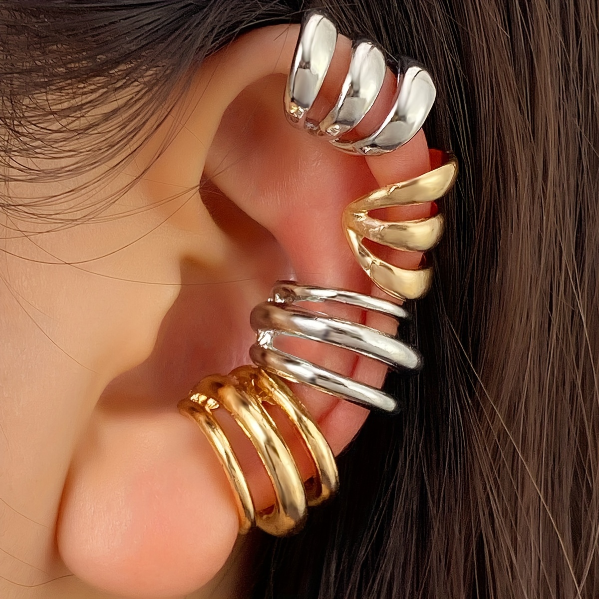 TEMU Set de 4 piezas de clip para para mujer, estilo minimalista versátil y moderno, set de clips para abiertos y ajustables de múltiples capas,