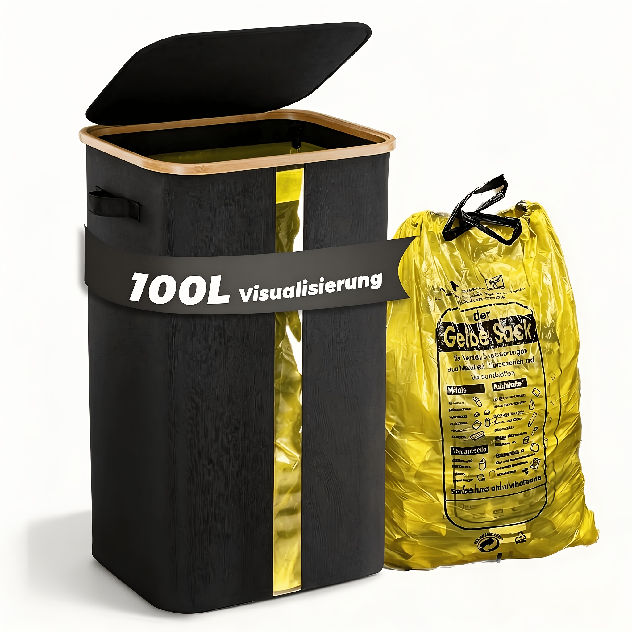 Large-capacity Trash Can Holder With Safety Cover - Heavy-duty Black Frame, Foldable Rectangular Bin For Home, Kitchen, Office, Hotel, Trash Can For Home, Kitchen , Sturdy Construction, Office