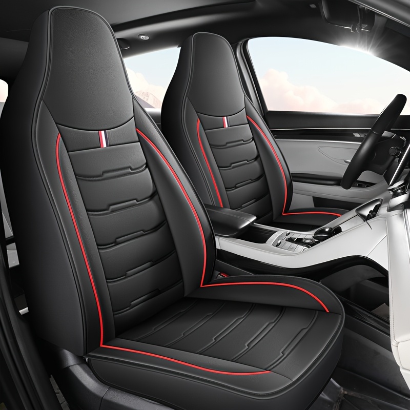 TEMU 2 stuks Premium Kunstleren Auto Stoelhoezen met Textuur - Anti-Slip en Ademend, Geschikt voor Alle Seizoenen voor SUV's, Sedans en Trucks,