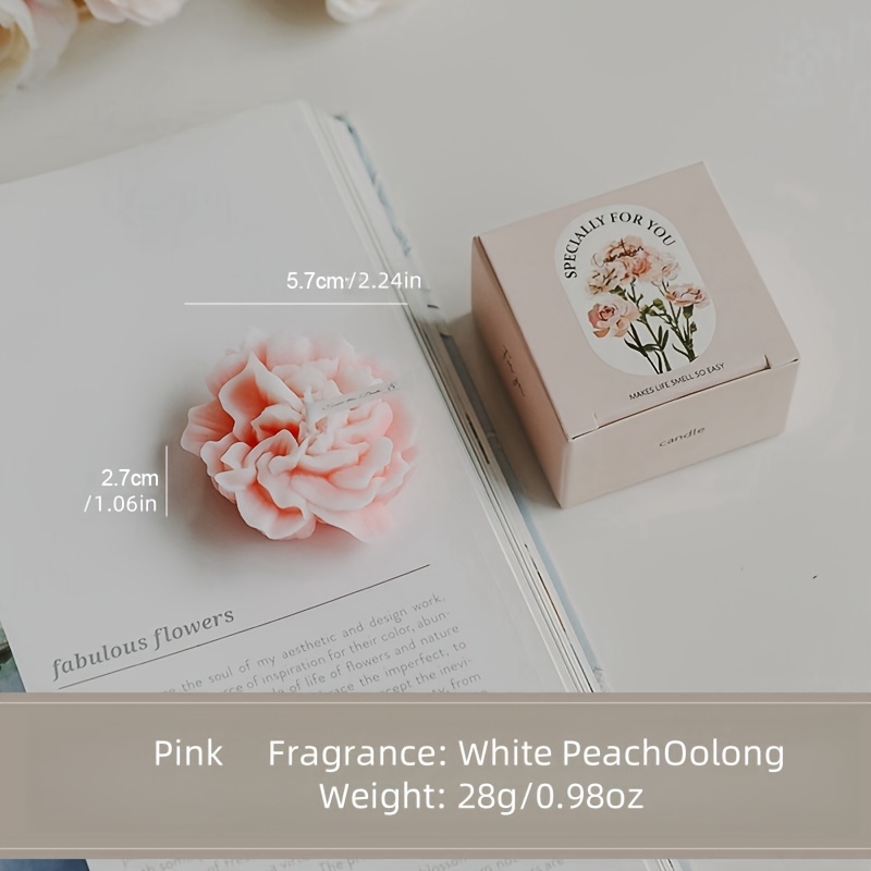 Image of 1pc Carnation Scented Candle With Unique Fragrance For Each Color, A Romantic Atmosphere - Decor Gift: Mother's Day, Christmas, Easter, Birthday Or Party Favor