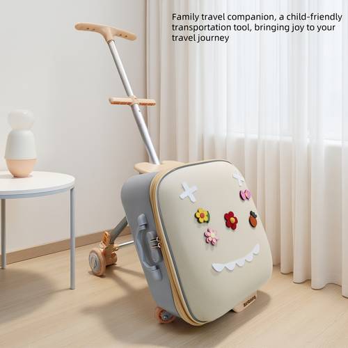imagen del artículo maleta infantil para sentarse o tirar, tipo de herramienta de crianza para niños y niñas, carrito de viaje adorable. maletas con ruedas para niños, bolsas con ruedas, herramientas de transporte infantil