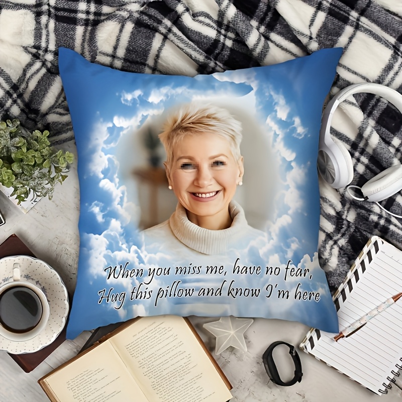 

1pc Custom Memorial Throw Pillow (18x18inch), Personalized Linen Double-sided Printed Pillow Case Custom Photo Pictures Memorial & Sympathy Gifts-no Pillow Included Suitable For Room Types