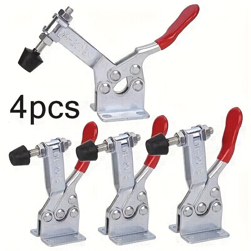 

4pcs Heavy-duty Red Toggle Clamps Gh-201b - 220.46lb Quick Release, Metal Hand Tools With Adjustable For Woodworking, Metalworking & Industrial Applications, Clamps For Woodworking