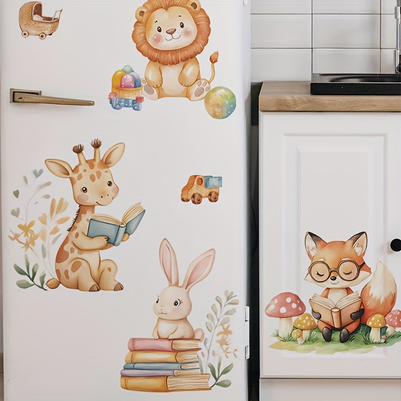 Lion Fox Deer, Wall Stickers Decorate Living Room Bedroom Self-adhesive Removable Pvc Wall Mural