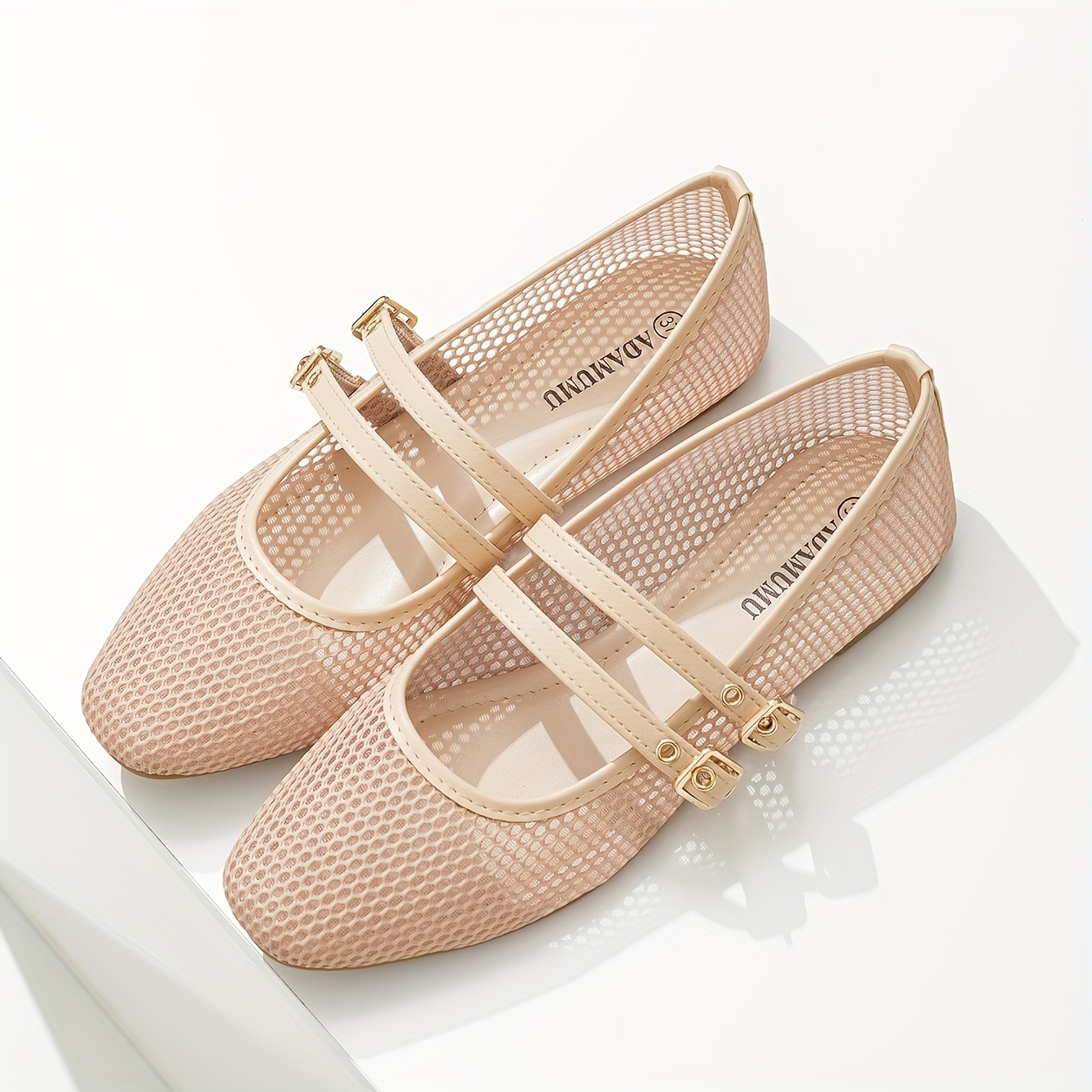 TEMU Baskets Mary Jane en pour femmes à double boucle, bout carré, chaussures plates respirantes et confortables pour et les occasions décontractées,