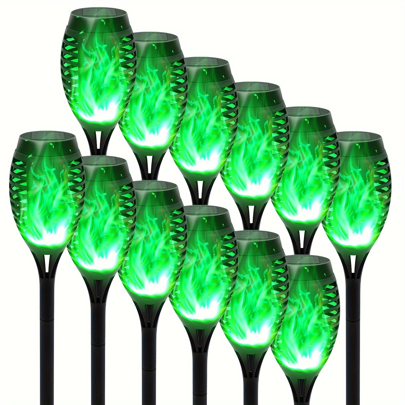 

Solar Lights Outdoor, 12pcs Green Led With Flickering Flame Decorative For , Lawn Yard Pathway, Halloween, Christmas, Party, Camping, Auto