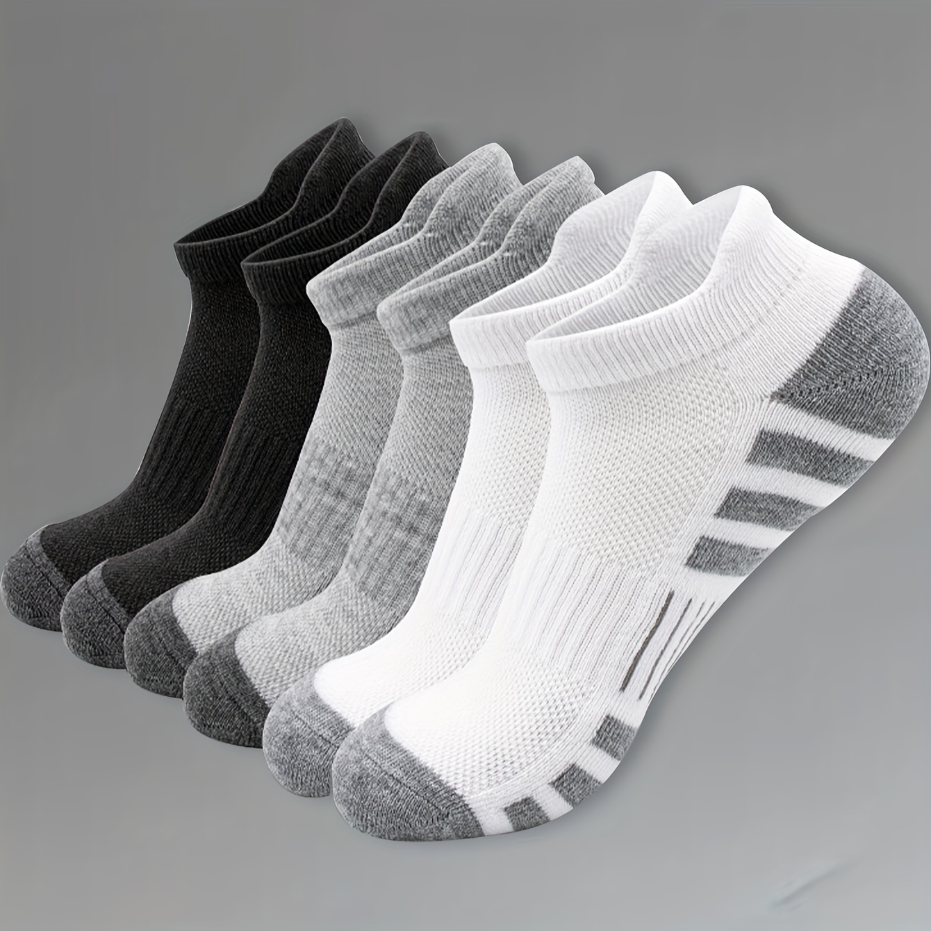 TEMU 6 Pairs Of Casual And Comfortable Men's Crew Socks With Stripes - Made Of Polyester And Spandex, Suitable For Hand Wash Or Dry Clean