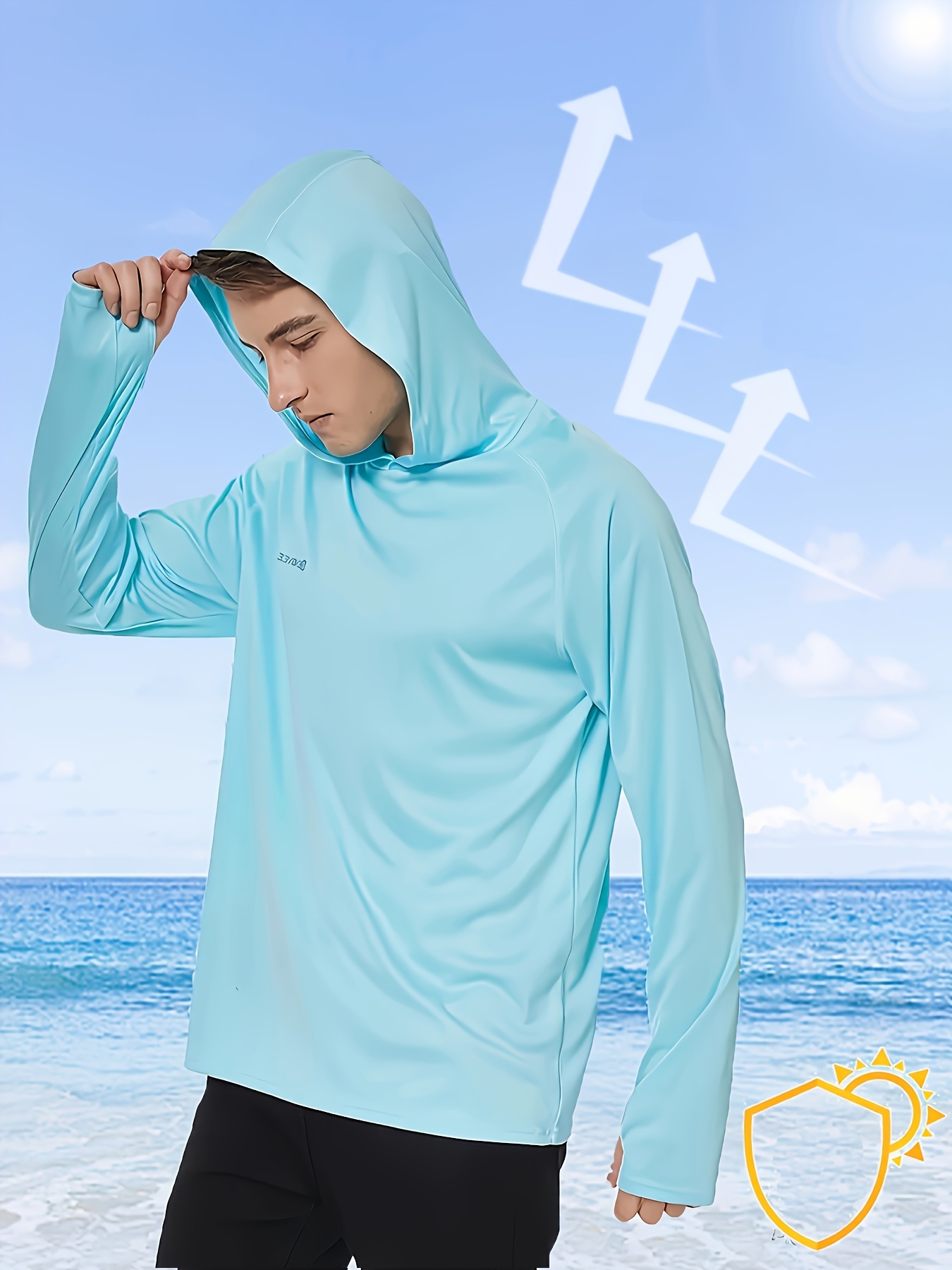 men's quick dry hooded shirt breathable long sleeve - Temu