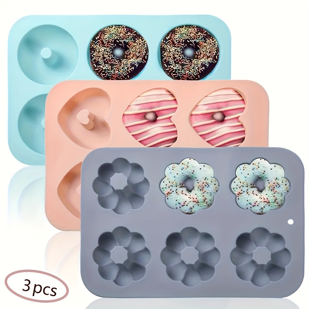 3pcs Silicone Baking Set, 10x7in Non-Stick Donut Mold, Muffin & Bagel Tray, Versatile Kitchen Tools for Donuts, Muffins, Fruit Pudding, Dishwasher & Microwave Safe, Perfect for Easter, Father'S Day, Mother'S Day, Grandparents Day