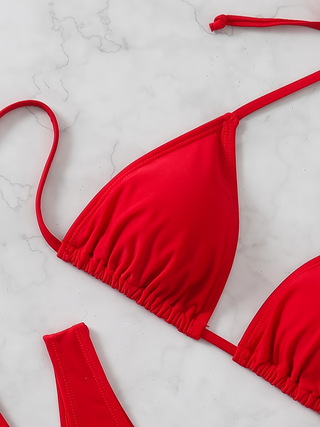 women's red neck bikini set bow detail high Temu Greece