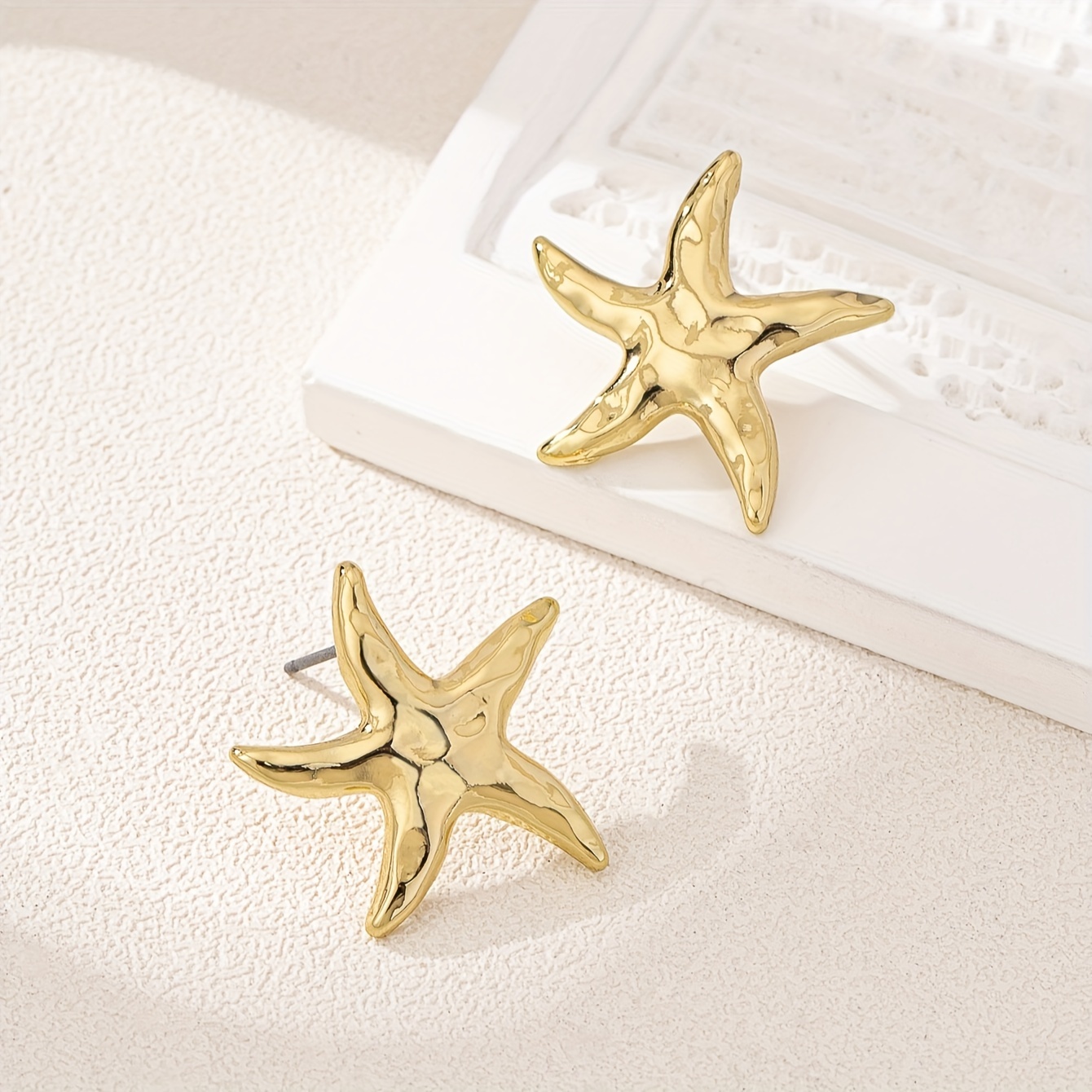 Boho Starfish Stud Earrings 14K Golden Plated Women's Ear Jewelry