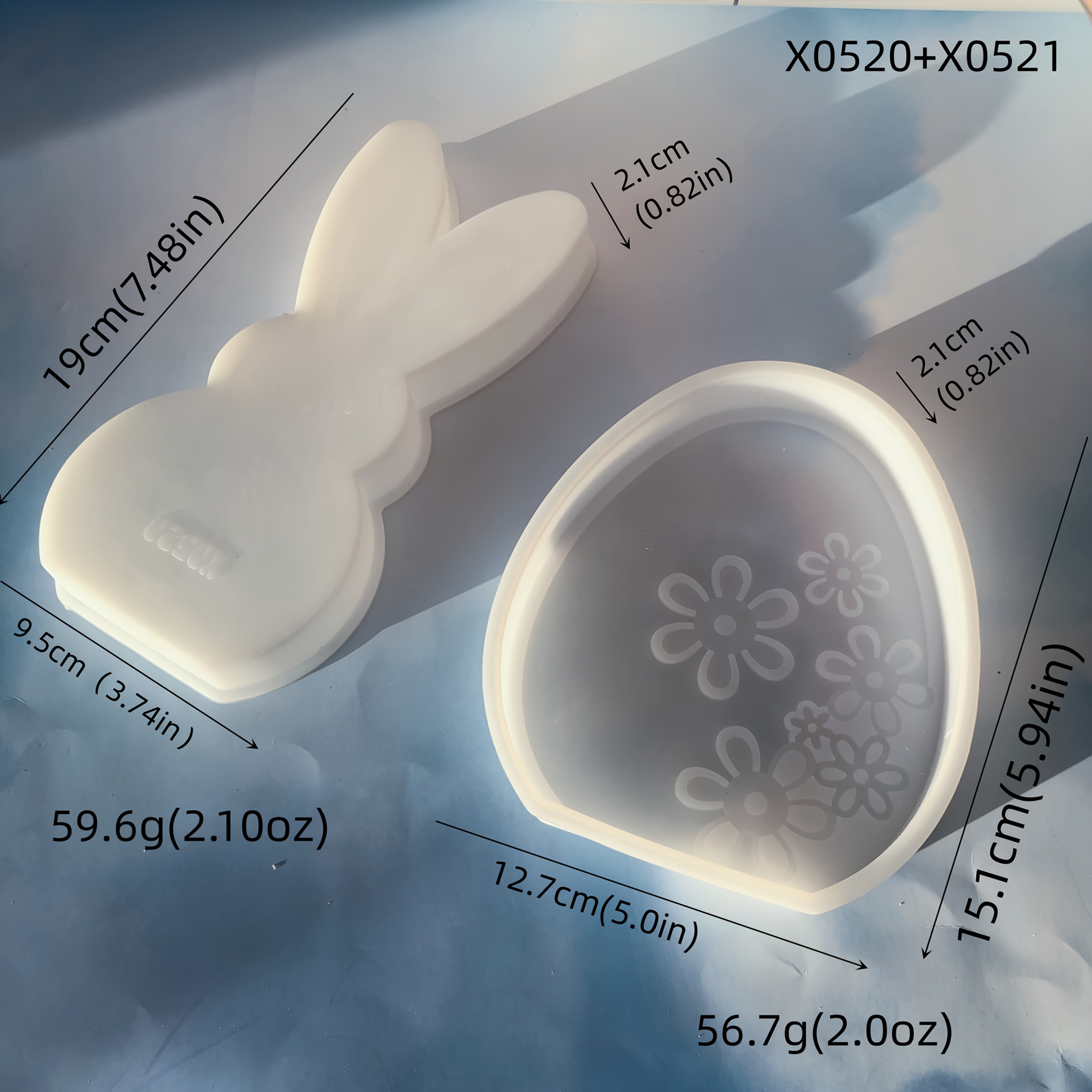 Image of Diy Compatible Resin & Plaster Mold - Rabbit & Flower Molds For Resin Casting, Silicone Rabbit Figurine Making, Easter Crafts, Oval /plantar Shape For Diyers ( For, Collectibles)