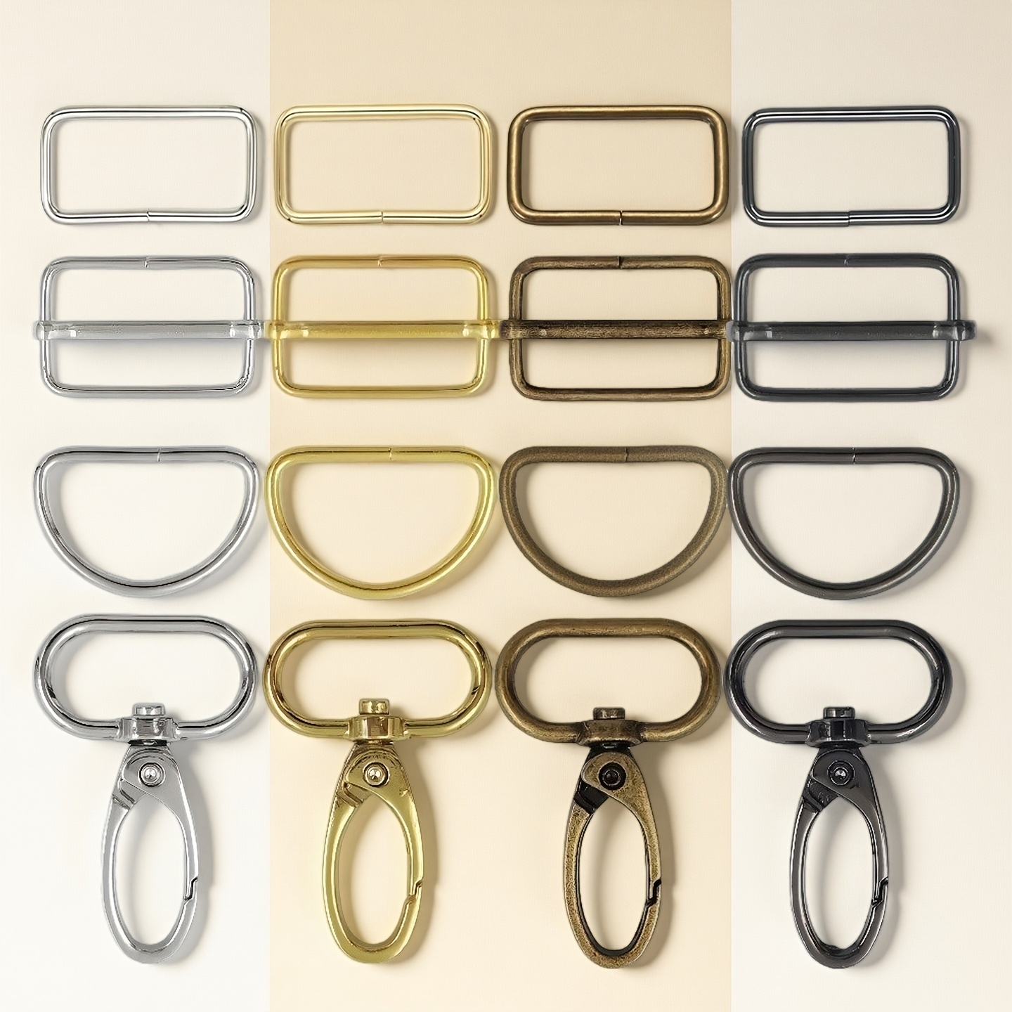 20pcs set metal belt   hardware assortment d ring rectangle ring sliding adjustment   rotating hook for diy sewing petcollars clothing handbags etc
