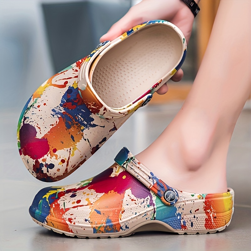womens summer clogs breathable thick sole slip on sandals with   material for indoor outdoor use   solid color round toe design comfortable lightweight Product details 9