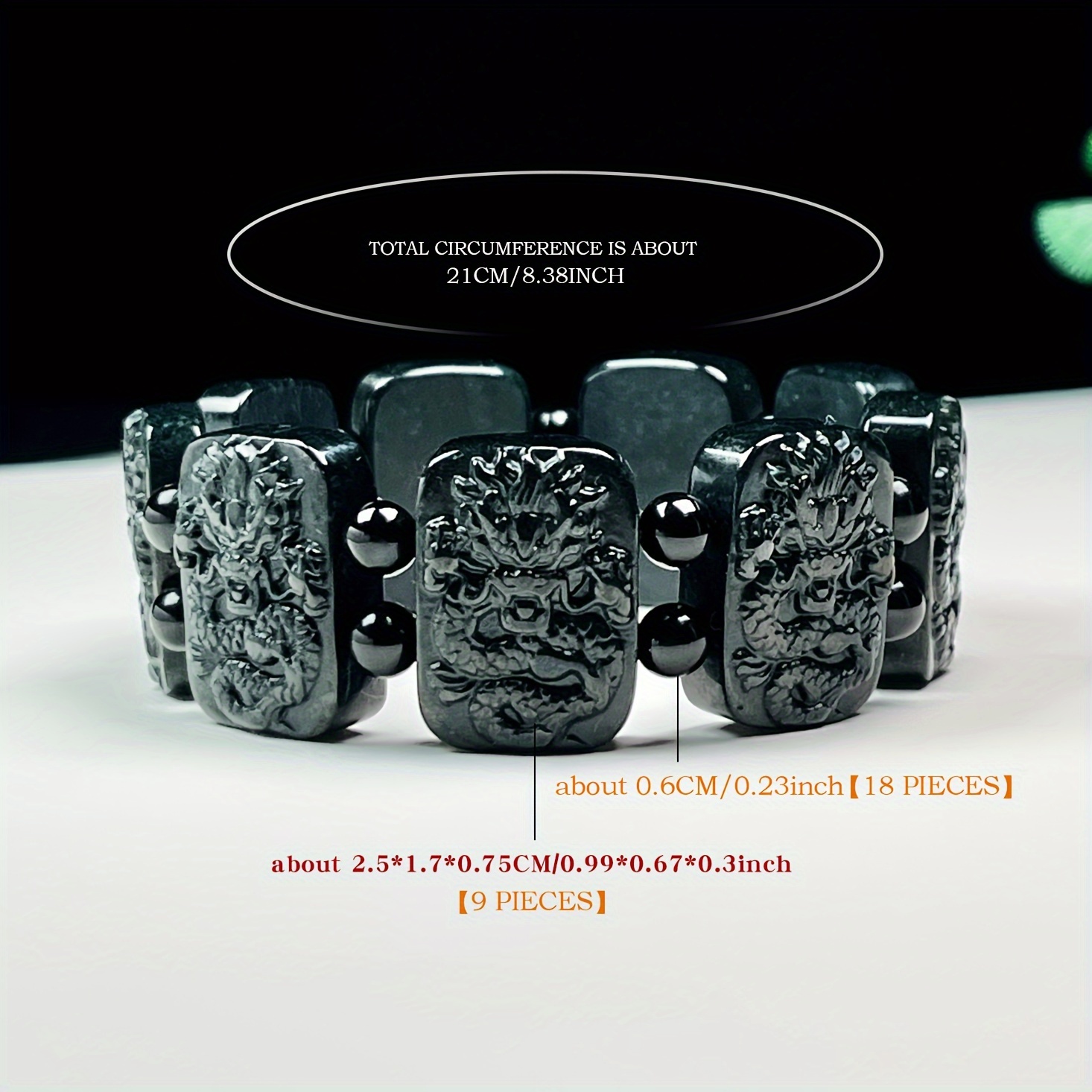 Green Stone Dragon Hand Bracelet for Men