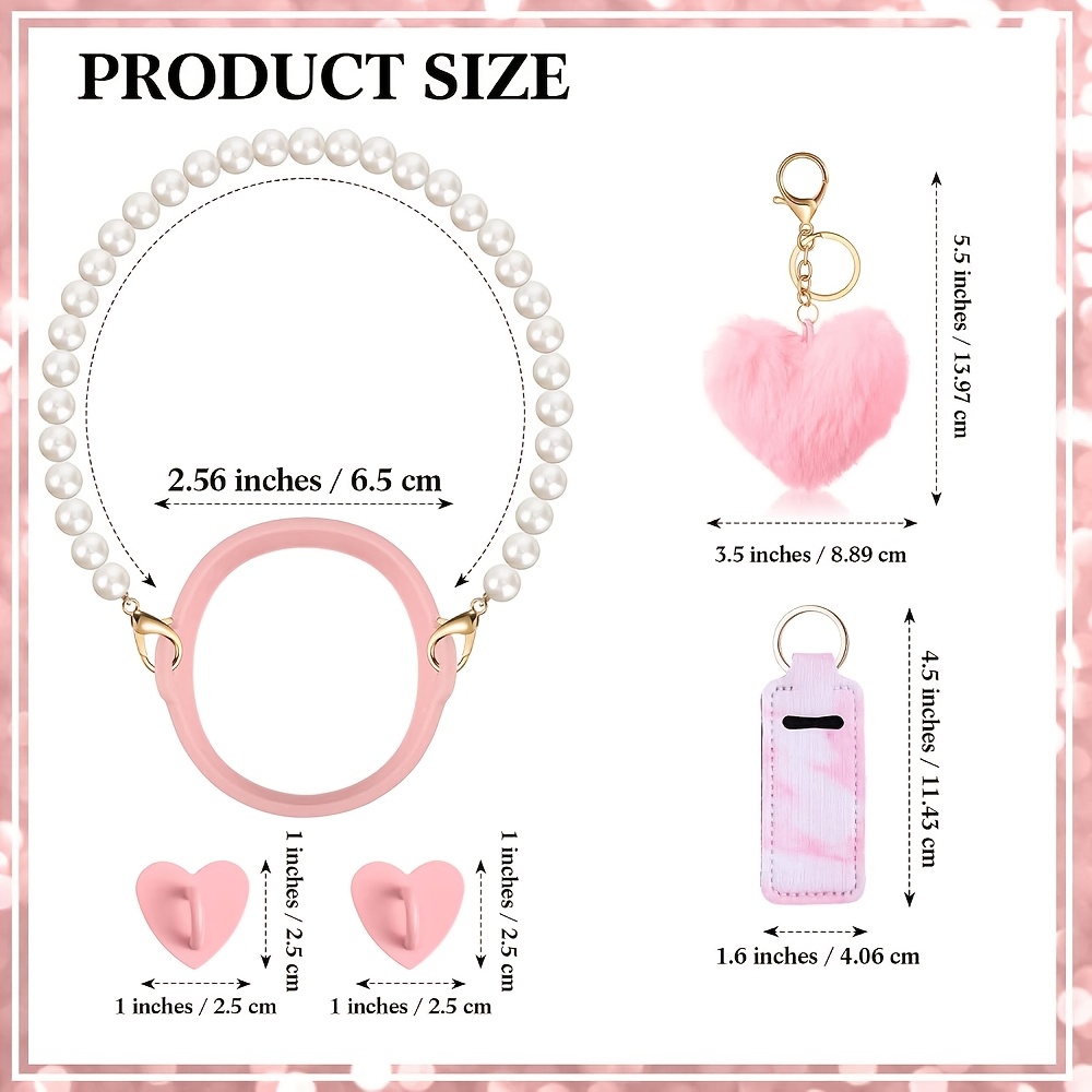 conjunto de accesorios chic para tumbler de 6 piezas para 30oz/40oz -   mango de perla, colgantes de   y  , porta lápiz labial - regalo   para mujeres en navidad, san valentín, día de la  , colgante de  , cubierta para lápiz labial detalles 0