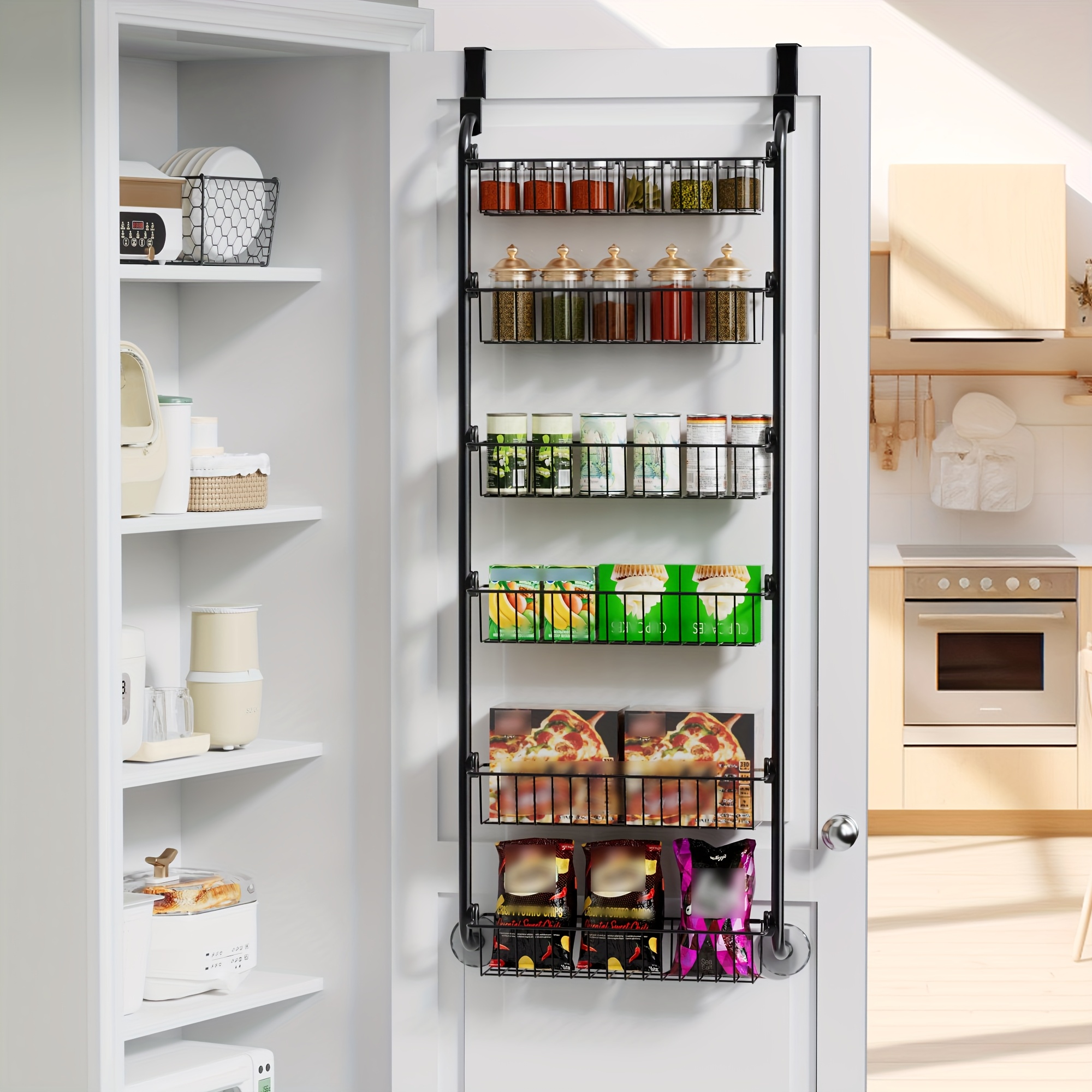 TEMU 8 Tier/6 Tier Over The Door Heavy-duty Metal Organizer, Over The Door Pantry Organizer, 80 Lbs Over The Door Storage For Pantry, Metal Pantry
