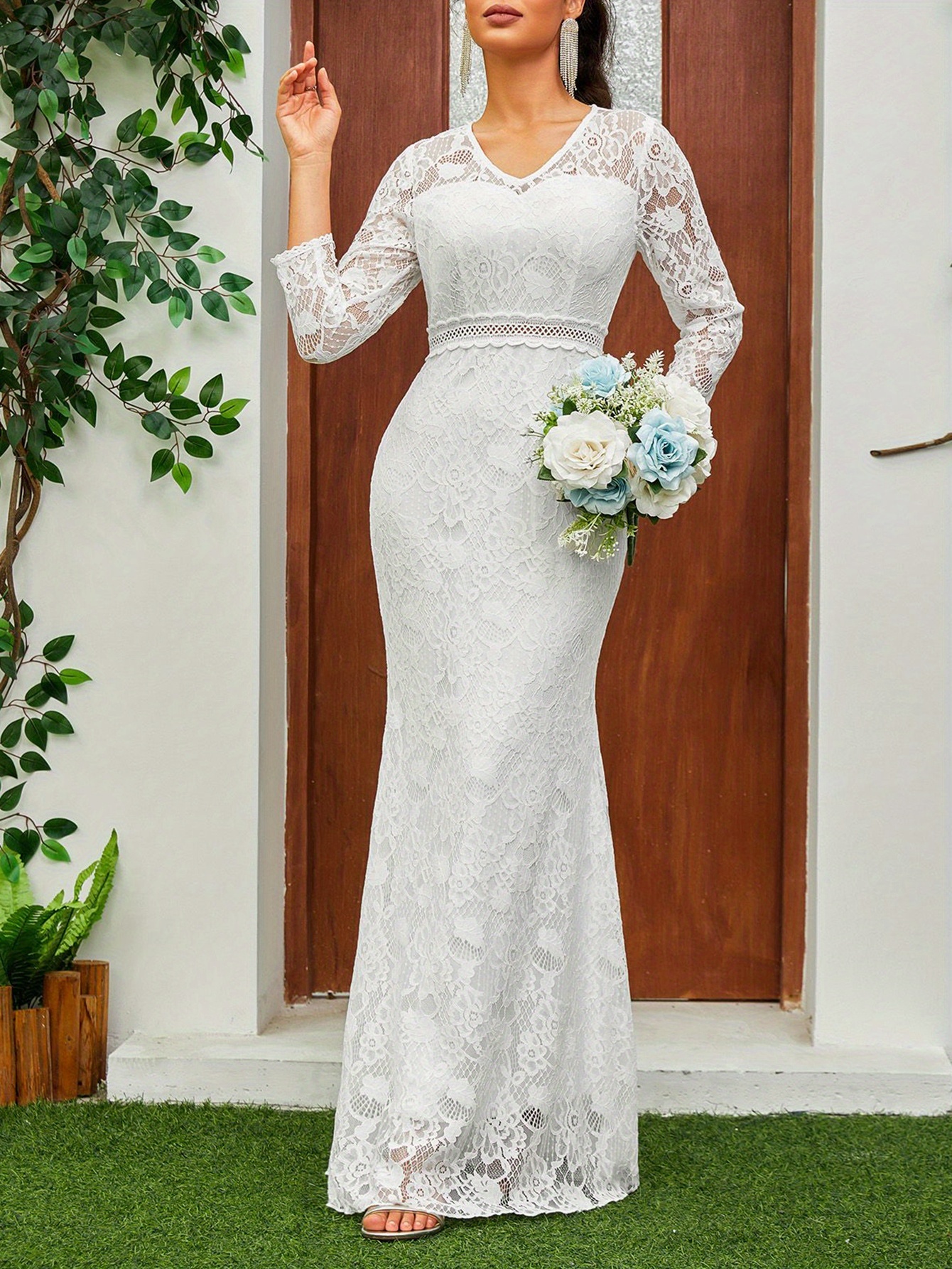 long bodycon wedding dress Women's Plus Size Moonwave Bodycon Dress - Black