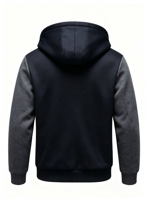 herren dicke sherpa-gefütterte kapuzenjacke mit durchgehendem reißverschluss, warme winter-fleecejacke mit norwegen-flaggen-grafik, freizeit-oberbekleidung
