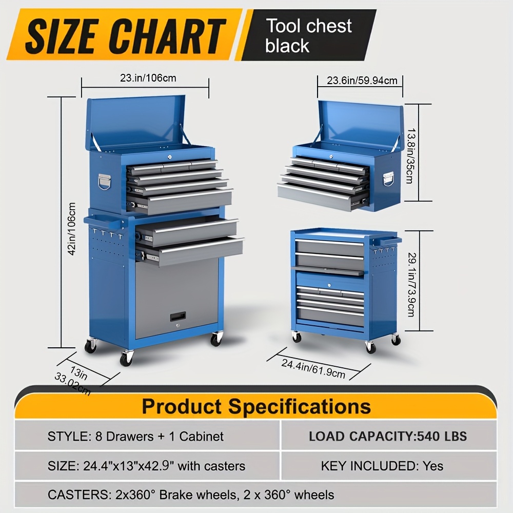 heavy duty commercial residential tool cabinet with lockable rolling drawers 8 drawer metal workshop organizer locking mechanism   drawers for garage mechanic shop construction site ideal for professionals diyers garage organization sturdy construction   build   professional mechanics 1