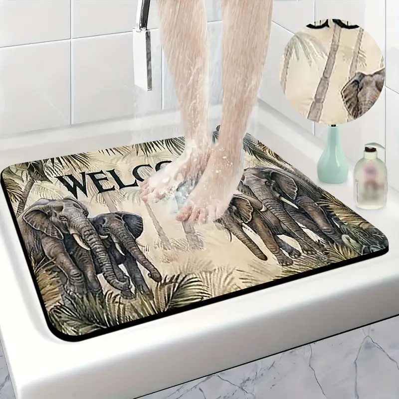1pc diatomite bath mat welcome to the print design quick dry non slip absorbent floor mat soft and able suitable for bathroom shower room laundry room bedroom door mat rv bathroom bathroom non slip bathtub mat bath matts for bathroom bathroom mat long small bath mat rv bathroom mat shower room decorative bath mat modern floor mat mat durable bath mat rectangular mat floor rv owners small Product details 1