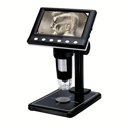1pc 4 3 inch coin microscope 960p adult welding video microscope 720p high definition 4 3 inch lcd digital microscope 50x coin magnifying glass built in 8 adjustable led lights