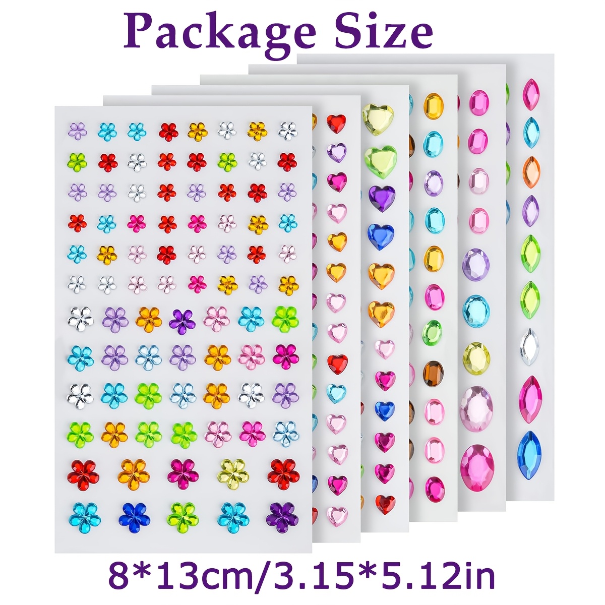 Image of Gem Stickers For Crafts, 6 Sheets Self Adhesive Rhinestone Jewel Stickers, Shapes And Sizes For Crafts And Scrapbooks