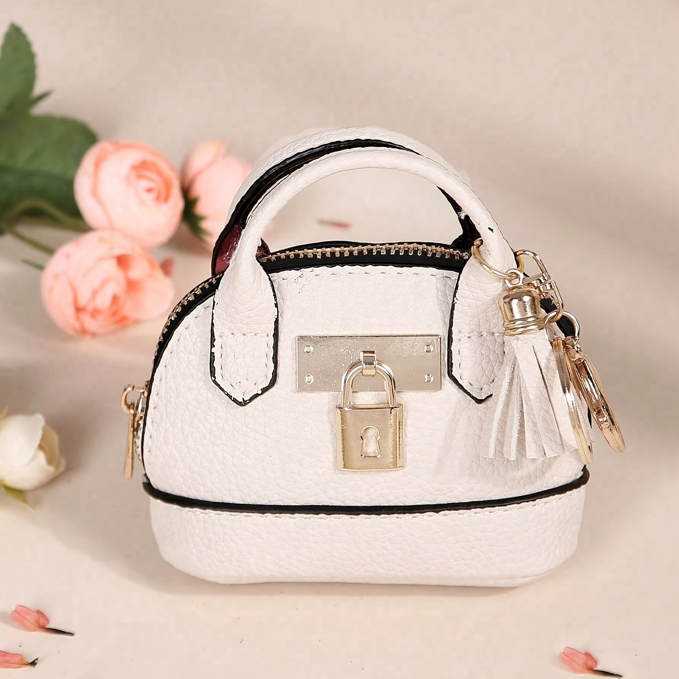 TEMU Mini Porte-Monnaie Tendance, Sac à Monnaie Portable en Matériaux de Haute Qualité, avec Serrure Décorative, Fermeture Éclair Douce, Pendentif à
