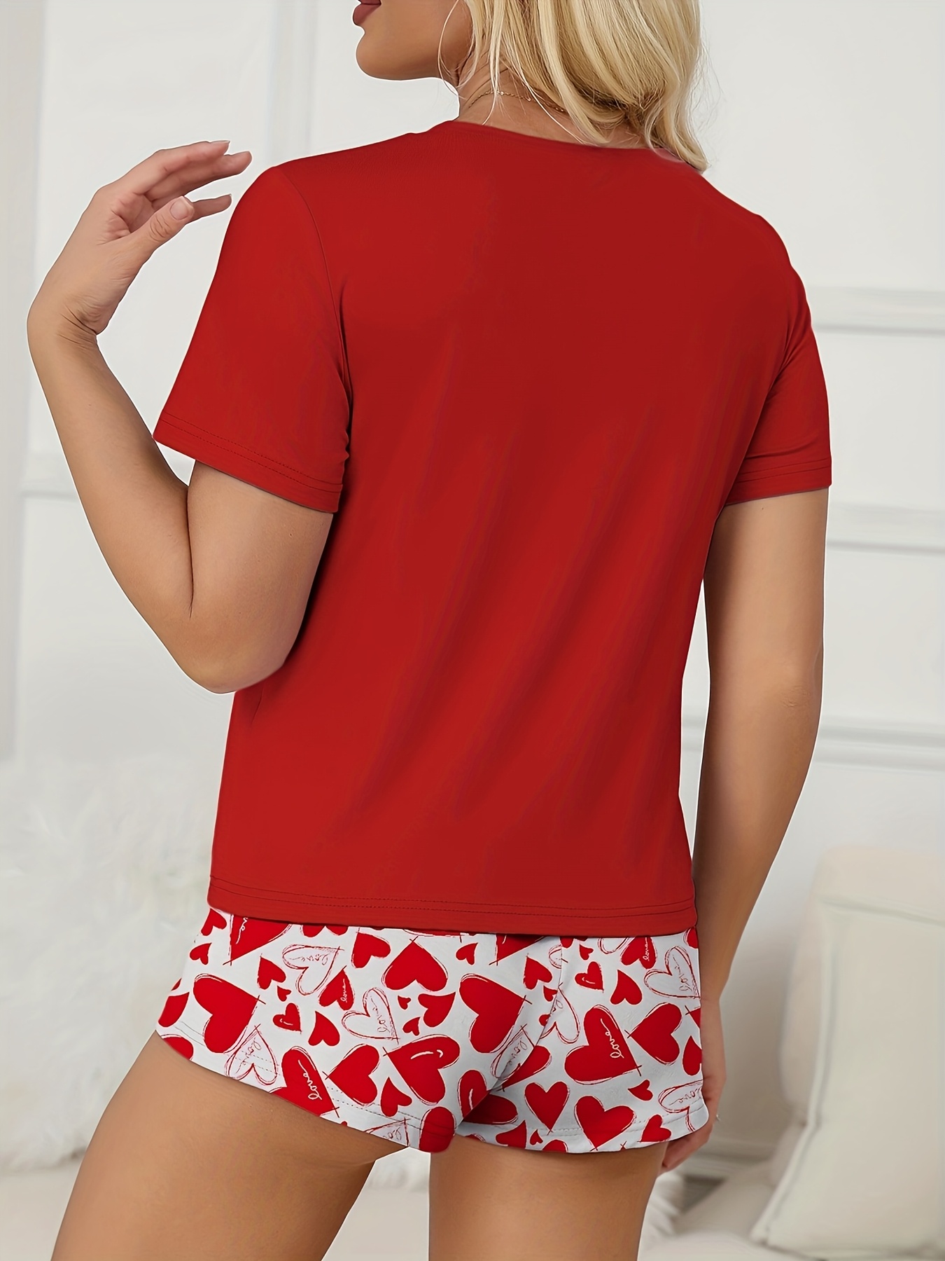 price for   couple style love letter print mens or womens short sleeve shorts pajama set mens or womens suit 1 set womens 6