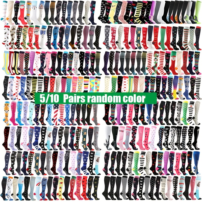 

5/10 Pairs Socks - Knee-high, Breathable & Moisture-wicking For Cycling, Running, Hiking, Skateboarding, Basketball, Rugby & Football