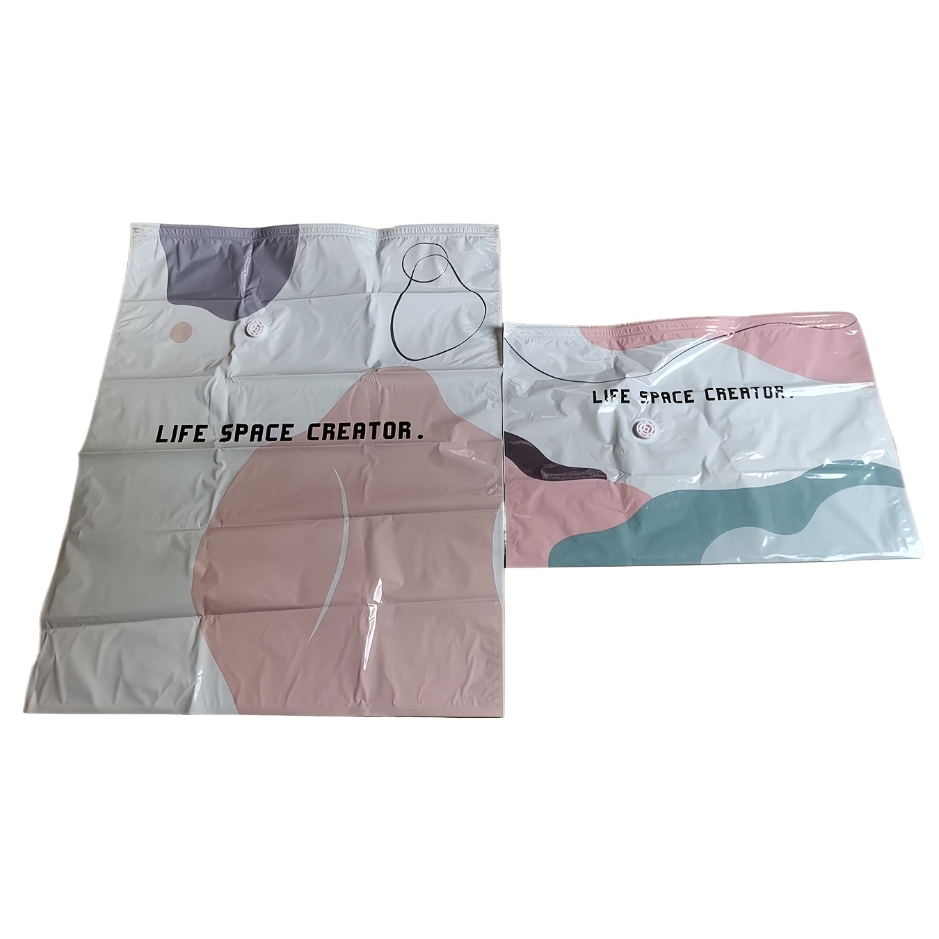 Image of 2pcs(m+l) No-pump Vacuum Storage Bags, Reusable Compression Space Saver Bags, Roll Up Vacuum Bags, Large Cube Vacuum Seal Bags Storage Bags For Jumbo Clothes, Bedding, Comforters, Blankets