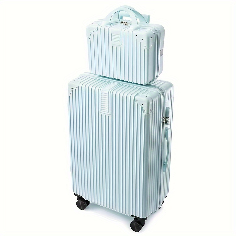 Maleta pequeña de viaje de 14 pulgadas, equipaje cosmético, maleta de cuero  ligera para mujer, mini caja de almacenamiento (color blanco)