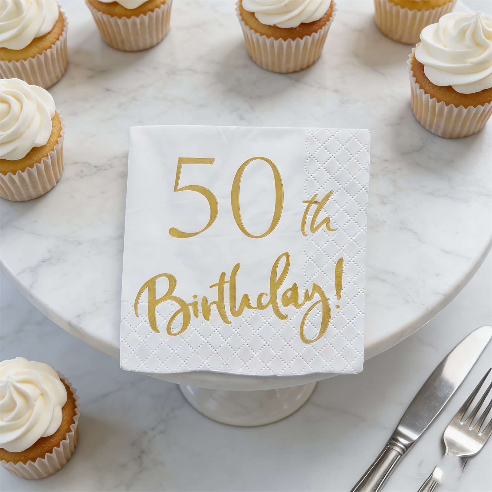 E-shop 50 Stück 50. Geburtstag Happy Party Tischdeko bedruckte Einweg-Servietten, Partydekoration Zubehör