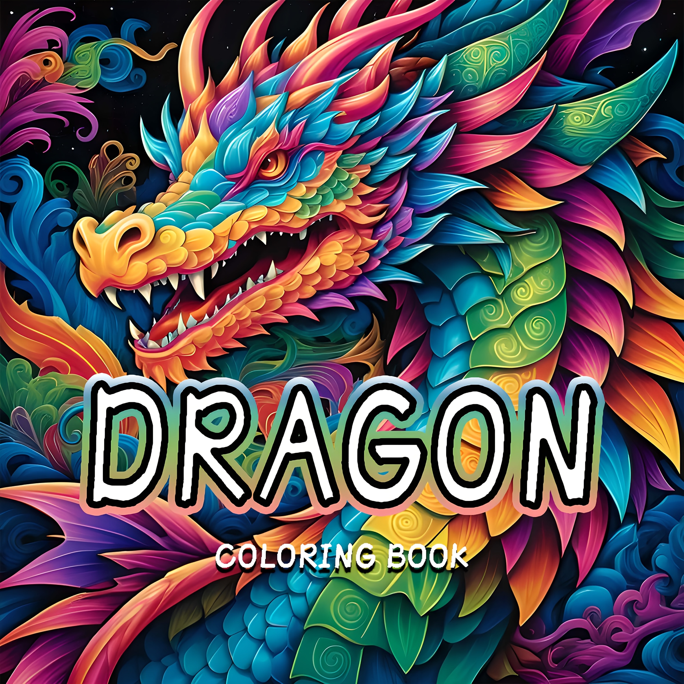 

1pc Vibrant Dragon-themed Coloring Book For Relax - 24 Pages, Spiral Bound, 7.9x7.9", Clear Lines, Ideal For Mindfulness & Emotional Wellness, Perfect Christmas & New Year Gift, Room Decor