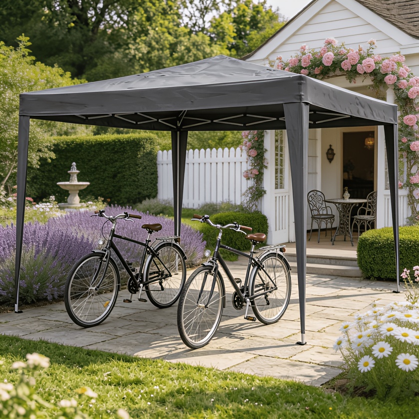 Image of 2.25*2.25m Dark Gray Easy-to- Outdoor Pop-up Tent, Outdoor Sunshade Canopy, Courtyard Gazebo, Outdoor Storage Shed, Portable Commercial Automatic Tent, Includes Storage Bag