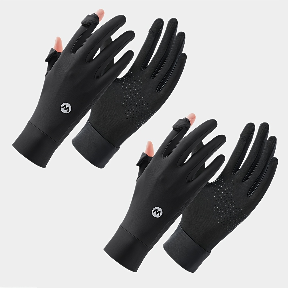 E-shop 2 Paar Damen Sommerhandschuhe - Dünnes, hochelastisches Gewebe mit atmungsaktivem Mesh, Touchscreen-Fingerkuppen und rutschfestem