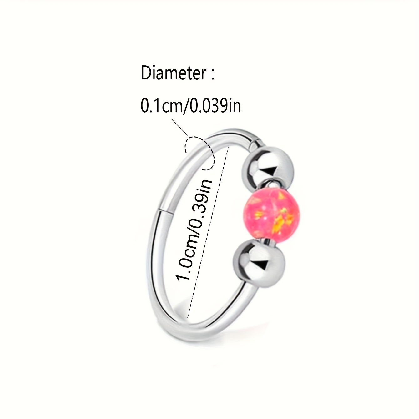 TEMU 1pc Anillo de Nariz de Ópalo Perforado Elegante para Mujer, Anillo de Septum, Pendientes, Conjunto con Bolas de Ópalo Artificial Colorido Azul ,