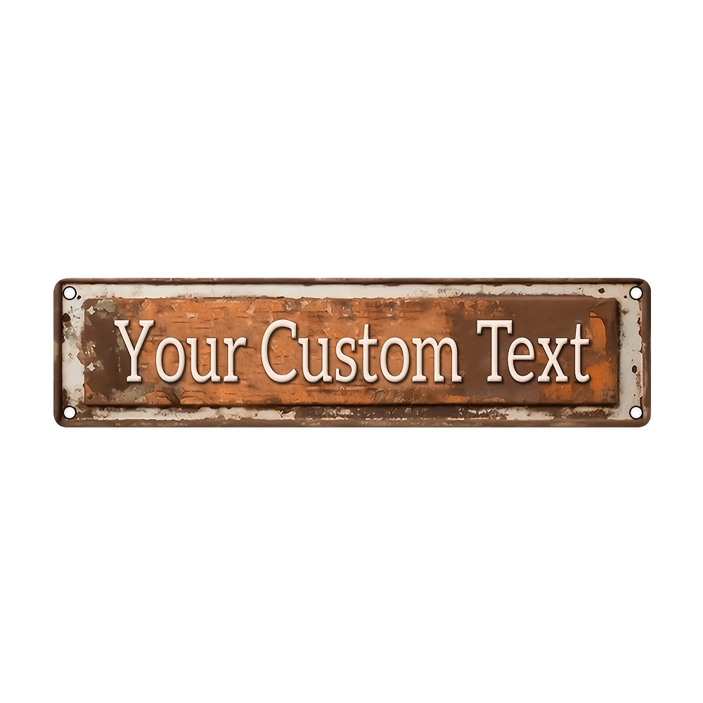 TEMU Customizable Vintage Metal Street Sign | Personalized Text With Ornate , Retro Aluminum Wall Decor For Indoor/outdoor Use, 40.64x10.16 Cm,