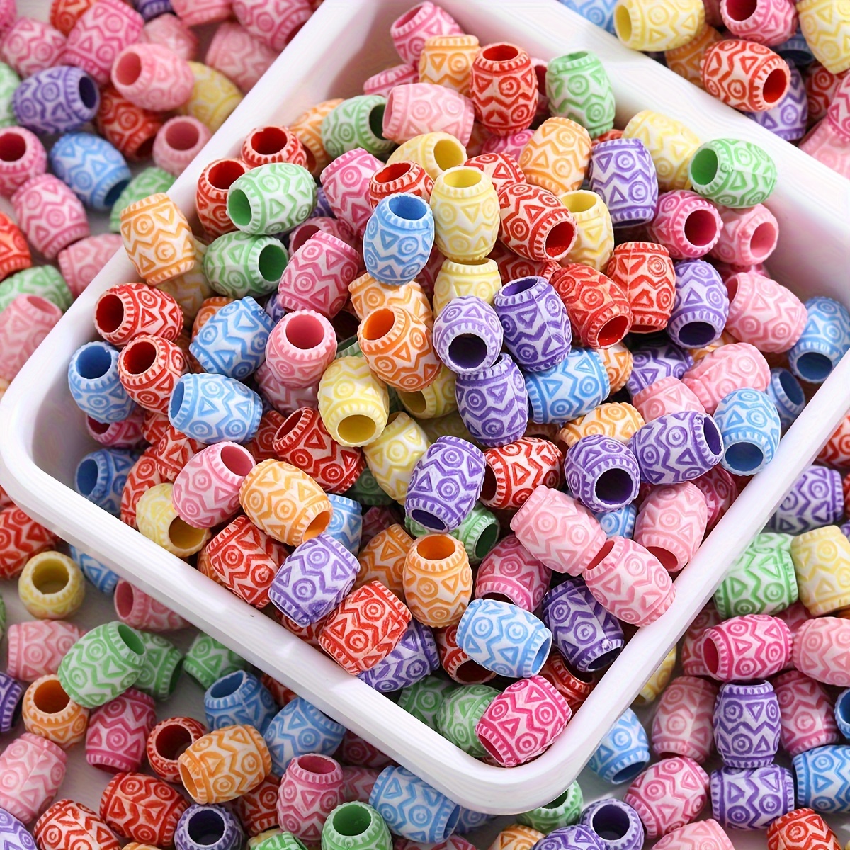 

100pcs Retro Colored Textured Barrel Tube Beads, Perfect For Necklace Bracelet Bangle Keychain Jewelry Making