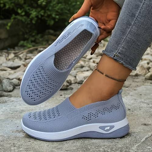 item picture women lightweight breathable knit sneakers with pvc sole cushioned insole stable arch platform walking shoes suitable for commuting travel casual attire casual footwear