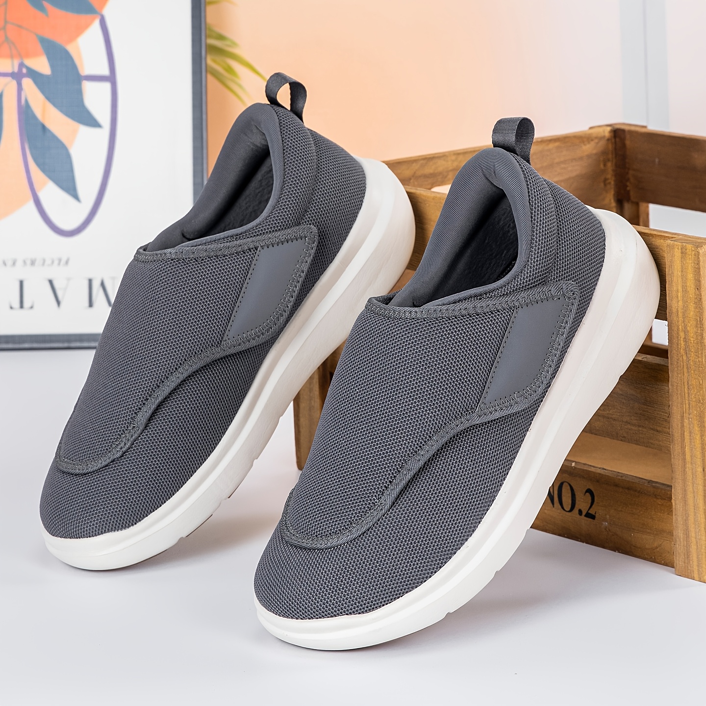TEMU New Plus Size/wide Toe Men's Casual Athletic Shoes, Unisex Couple Shoes With -and-loop Closure For Easy Adjustment, Forefoot Support, Casual