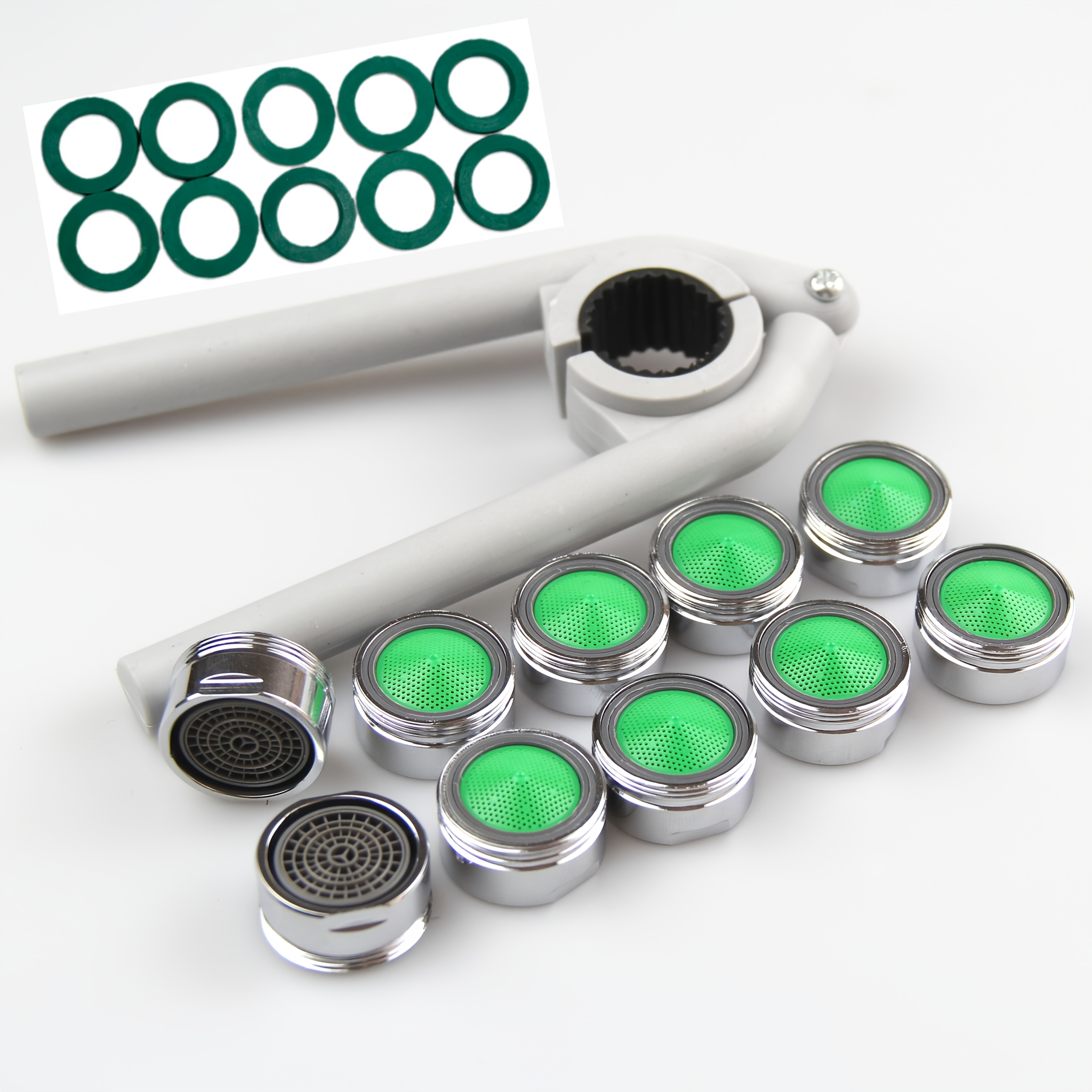 Image of 11pcs Set - Faucet Aerator With Wrench - And Noise-reducing Bathroom/kitchen Faucet Nozzle, M24-24mm Thread Connector, Durable Abs Material, Kitchen Faucet Aerator