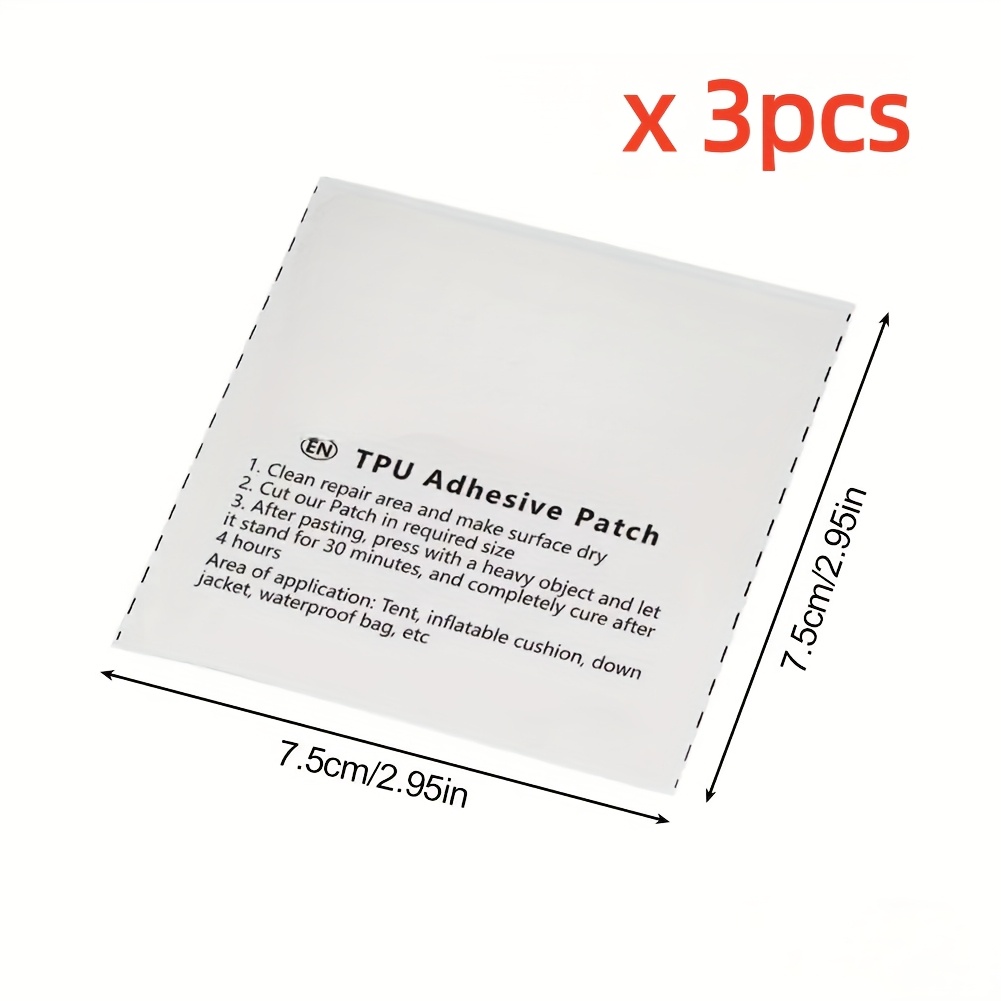 Image of 3pcs/pack Tpu Transparent Repair Patch For Tents, Raincoats, Swimming Rings, Mending Tape, Inflatable Products, Leak Repair Patch, Waterproof Repair Patch