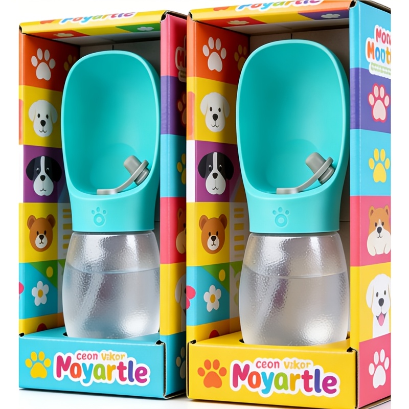 Image of 2-pack Dog Water Bottles, 12oz Leak-proof Portable Puppy Water Fountain With Water Feeder, Suitable For Pet Outdoor And Hiking, Made Of Food-grade Plastic.