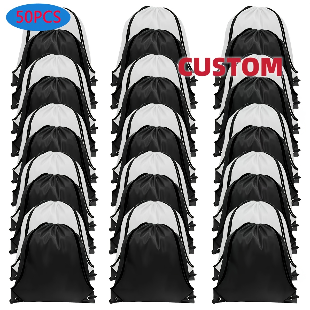 50 Sacs à Cordon Personnalisables en Gros pour Fitness, Sports Extérieurs, Marathon, Décoration, Pochettes de Rangement, DIY, Création de Bijoux et Artisanat